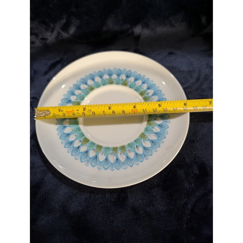 Noritake Younger Image Bahama Coffee Cups Saucers Set of 2 Blue Green Floral MCM - Picture 10 of 10
